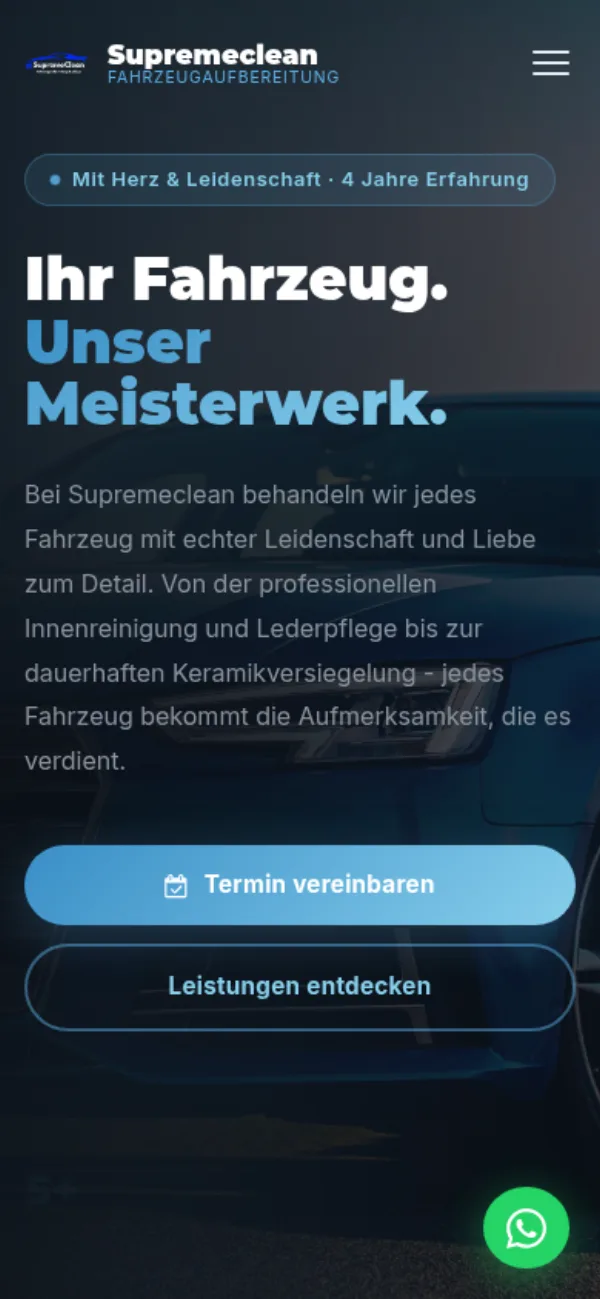 Mobile Ansicht von supremeclean-heidenau.de: Startseite auf einem Smartphone